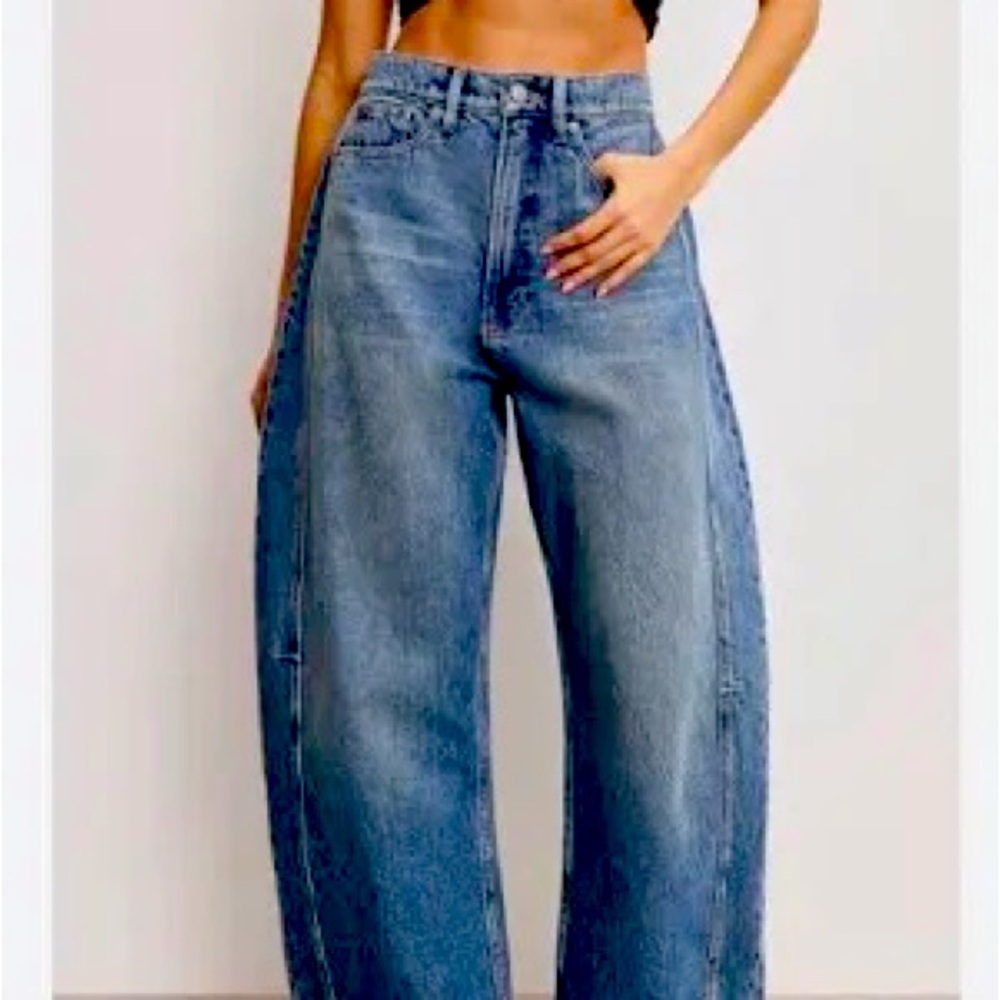 NWT. Good American Good Extreme Barrel Indigo Jeans Size 6 - Picture 4 of 14